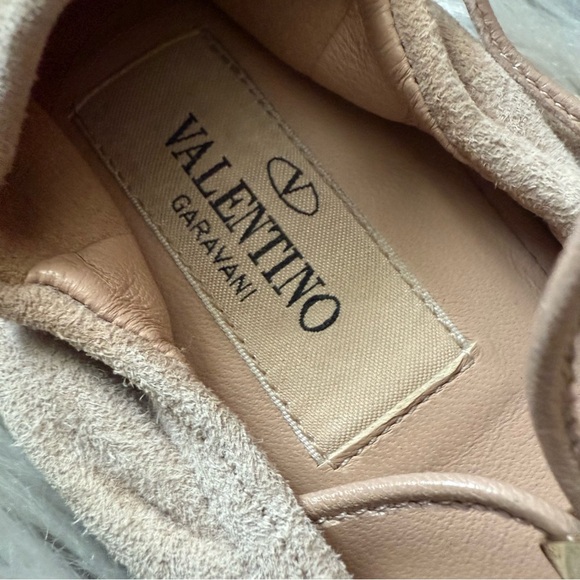 VALENTINO GARAVANI Suede Rockstud Lace-Up Ballet Flats Size 37.5 (7.5) - Picture 3 of 12